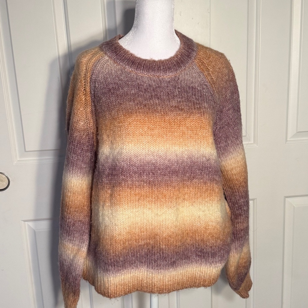 Garage Sweater in Muted Plum, Burnt Orange and Cream - Medium